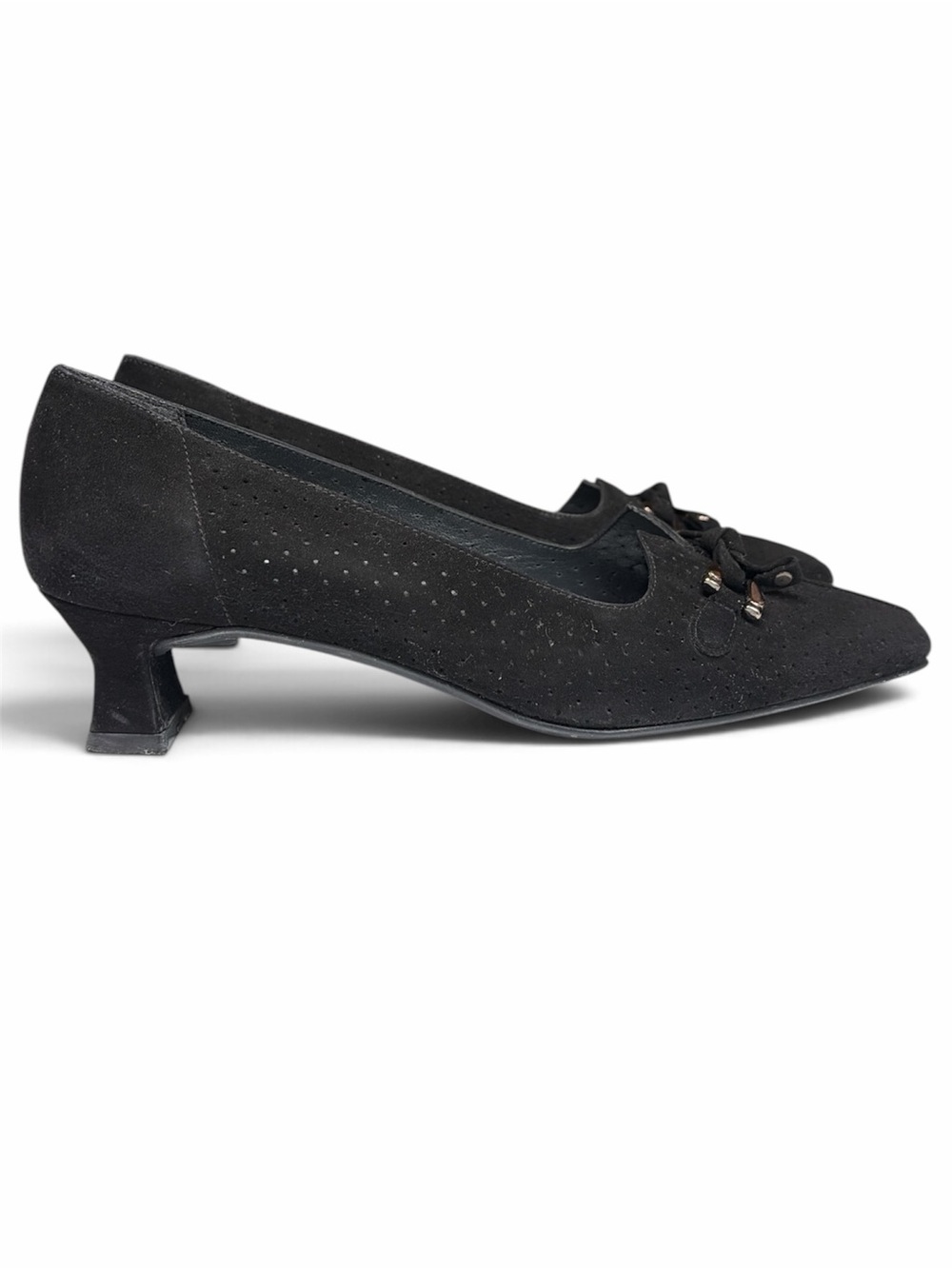 Stuart Weitzman Black Suede Kitten Heel Size 7
